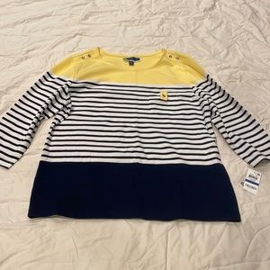 3/4 length sleeve striped top
